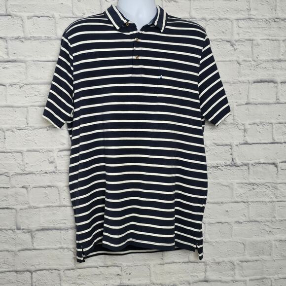 Tailor Vintage Shirt Mens Size XL Navy Blue Stripe Golf Polo - Picture 1 of 16
